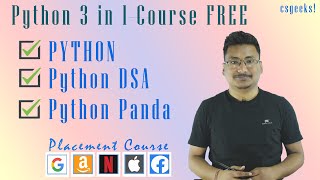 Python 3 In 1 Course  Learn Python  Python DSA  Python Panda  Complete Guide HINDI [upl. by Inalem]