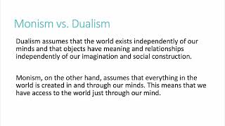 Monism vs Dualismus in social sciences [upl. by Sinnel]