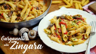 Pasta con Pimientos y Champiñones a la quotGitanaquot Garganelli alla Zíngara [upl. by Winifred707]