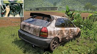 Rebuilding Honda Civic EK9 Type R  Forza Horizon 5  Thrustmaster T300RS gameplay [upl. by Attegroeg]