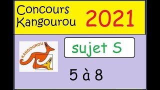 Concours Kangourou 2021 sujet S1ère et Term spé math questions 5 à 8 [upl. by Afrika]