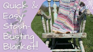 Quick amp Colorful StashBusting Blanket With Only Four Ends To Weave In  Crochet Tutorial [upl. by Kiryt]