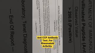 Anti CCP Antibody TestFor Rheumatoid Arthritis Dr Sai Chandra [upl. by Ramyaj]