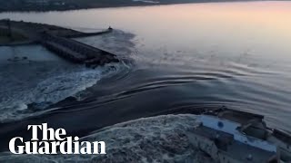 Footage shows dam near Ukraine city of Kherson breached [upl. by Eninaej]