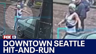 Surveillance video captures hitandrun in downtown Seattle  FOX 13 Seattle [upl. by Adnesor]