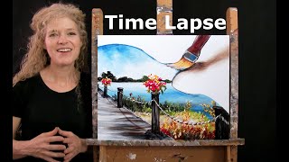 TIME LAPSE  How to Paint LANDSCAPE BRUSHSTROKE with Acrylic  Fun Easy Step by Step Tutorial [upl. by Melesa]