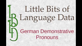 German Demonstrative Pronouns [upl. by Aloiv]