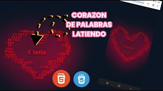 ❤ TUTORIAL Corazón de palabras LATIENDO con HTML y CSS  para hacer y regalar 😉 [upl. by Seibold352]