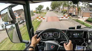 POV truck Driving Scania R450 narrow roads Yerseke Netherlands 🇳🇱 4k cockpit view [upl. by Payne]