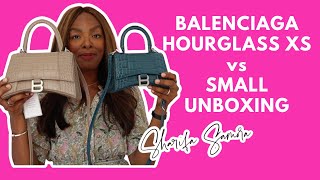 BALENCIAGA HOURGLASS XS amp SMALL UNBOXING AND COMPARISON [upl. by Cohe]