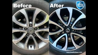 Diamond cut alloy wheel refurbishment with a colour change [upl. by Atalya]