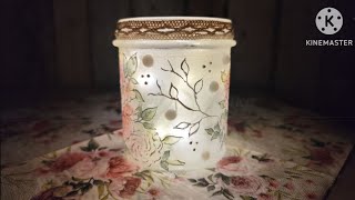 LAMPION ZE SŁOIKA  decoupage tutorial [upl. by Zima]