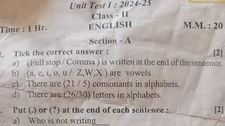 Class 2 English Question Paper Class 2 English Unit Test Question 202425 [upl. by Asalocin382]