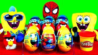 12 Amazing Surprise Eggs Spongebob Spiderman Angry Birds Star Wars Unboxing Egg Surprise Toys [upl. by Ahsillek]