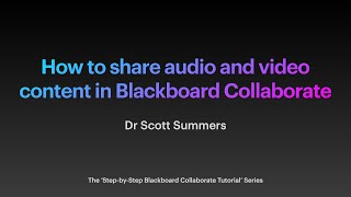 How to share audio and video content in Blackboard Collaborate [upl. by Frederigo]