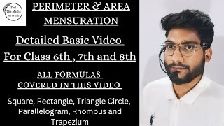 Basics of Perimeter and Area class 7th and Mensuration class 8th  All formulas covered [upl. by Dominy316]