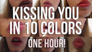 BINAURAL ASMR Kissing You in 10 COLORS  One Hour of Kisses  Lipstick Application [upl. by Teevens800]