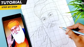 Guru Nanak Dev Ji Drawing Tutorial  Guru Nanak Drawing  How to Draw Guru Nanak Dev Ji [upl. by Yahsed364]