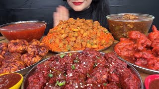 ASMR EATING CHILLI CHICKENCHICKEN LOLLIPOPMANCHURIAN MOMOCHICKEN MANCHURIANNOODLES [upl. by Saloma]