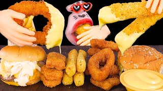 SUB│Lotteria Cheeseburger amp ShrimpBurger Fried Squid Chicken Nuggets ASMR Mukbang Eating Show [upl. by Sillyrama]