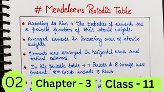 Mendeleevs Periodic Table  Class 11 chapter 3  Periodic Table [upl. by Scherle251]