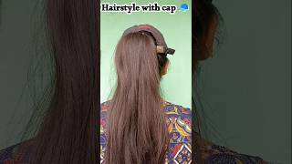 Hairstyle with cap 🌺🫶 Cap Hairstyle 🌺hack ponytails hairstyles shorts viral hair hairtutorial [upl. by Eiryk]