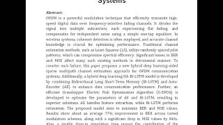 Hybrid AE and Bi LSTM Aided Sparse Multipath Channel Estimation in OFDM Systems [upl. by Oknuj20]