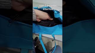 Bolso sheló nabel azul de cuero sintético vegano forro con 2 bolsillos interiores y cierres bolsos [upl. by Akselaw]