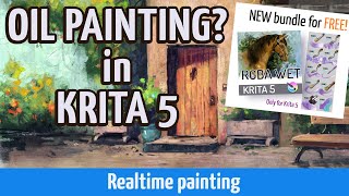 Oil painting with NEW RGBAwet impasto brushes in KRITA 5 [upl. by Giess]