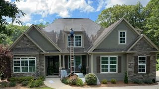 Roof Soft Wash Cleaning With a 12v Everflo Pump [upl. by Paresh]