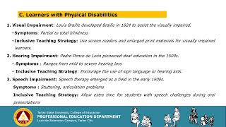 Chapter 3 Typology of Learners with Special Needs [upl. by Hartzell108]