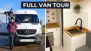 VAN TOUR  DIY Sprinter Van Conversion with Full Bathroom  Gorgeous Tiny Home For Off Grid Living [upl. by Suneya512]