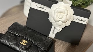 UNBOXING  CHANEL CLASSIC CARD HOLDER BLACK CAVIAR GOLD HARDWARE [upl. by Avictor654]