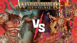 Fyreslayers vs Slaves to Darkness  Age Of Sigmar Battle Report [upl. by Aleen]