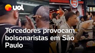 Torcedores de Corinthians e Santos provocam bolsonaristas em dia de ato e jogos das equipes em SP [upl. by Shreeves]