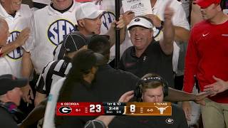 CONTROVERSY in Georgia vs Texas 😳 Refs overturn pass interference call Kirby Smart unhappy 👀 [upl. by Fayola16]