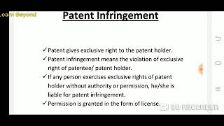 Lecture 3 Patent agent exam 2025  Patent Infringement [upl. by Attalie]