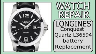 Longines Conquest Quartz L36594 battery raplacement [upl. by Lambard]