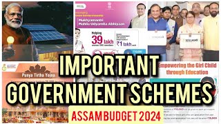 Important Government Schemes 2024  Assam Budget  Current Affairs  APSC  ADRE [upl. by Lalittah890]