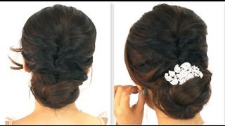 ★ 5MIN EASIEST PARTY UPDO  EVERYDAY BRAIDED BUN PROM HAIRSTYLES FOR MEDIUM LONG HAIR TUTORIAL [upl. by Sisson778]