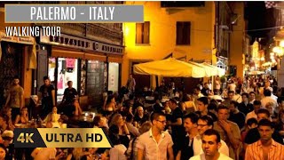 Palermo Italy  4K Night Walking Tour  Travel  2023 [upl. by Linders]