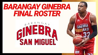 BARANGAY GINEBRA FINALOFFICIAL ROSTER  PBA Commissioners Cup 202324 [upl. by Ynetsed]