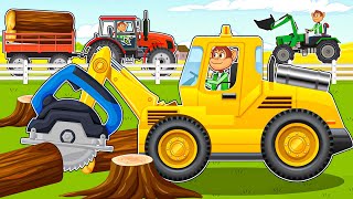 Farm Works  Cutting Logs amp Sawmill Journey with Tractor Front Loader  Vehicles Farm [upl. by Zetroc]