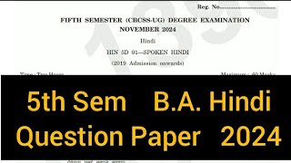 SPOKEN HINDI  5th Sem BA Hindi Question Paper 2024 calicut [upl. by Denison866]