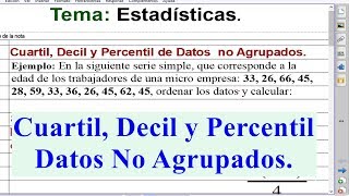 Cuartil Decil y Percentil para Datos No Agrupados [upl. by Llertnad]