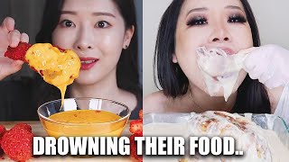 Mukbangers DROWNING THEIR FOOD IN SAUCE [upl. by Hnil]