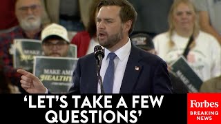 JUST IN JD Vance Takes Questions From Reporters Speaks To Supporters In Saginaw Michigan [upl. by Rehtse921]