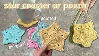 Crochet Star CoasterPouch Tutorial [upl. by Alliuqahs277]