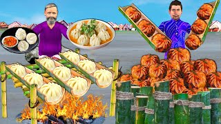 Bamboo Momos Cooking Village Tasty Fried Bamboo Momos Street Food Hindi Kahaniya Funny Comedy Video [upl. by Aleacem]