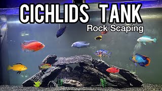 Rock Scaping in Cichlids Tank in HindiUrdu  Imrans World cichlidtank [upl. by Varin]